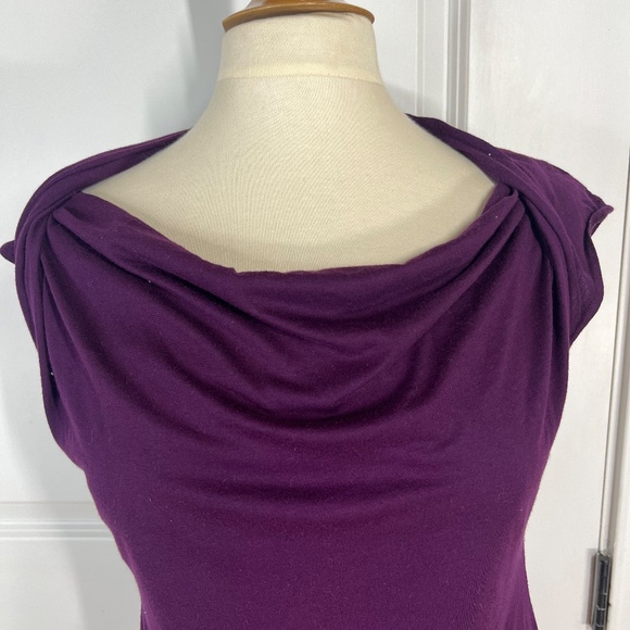 Ann Taylor, Size Large, Cowl neck, Cap Sleeve, Dark Purple - Picture 2 of 8